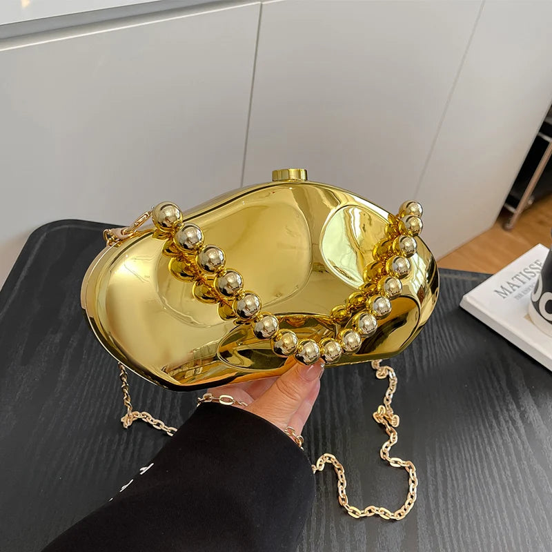 Sac à main en or pour femmes, pochettes à chaîne, mode géométrique, Mini bourse de soirée, boîte à bandoulière en acrylique de qualité, sacs à rouge à lèvres, 2025