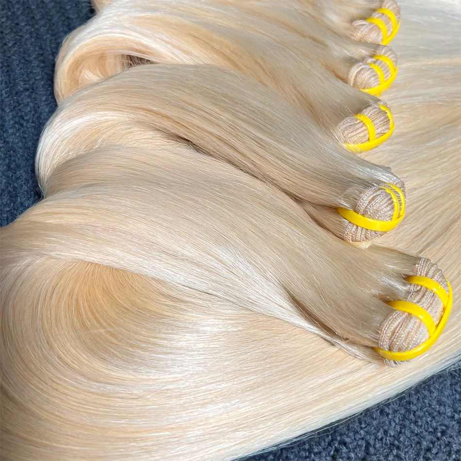 # 613 paquets de cheveux humains droits colorés blond 1/2/3/4 pièces Double trame 100% Extensions de tissage de cheveux humains vierges crus vietnamiens