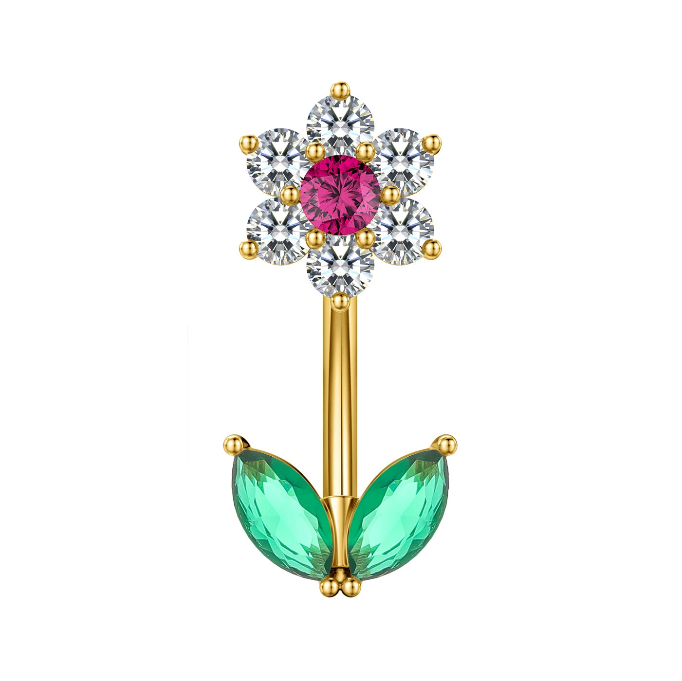 Anneaux de nombril série couleur or, carillon éolien, fleur pendante, cœur, anneau de ventre en acier inoxydable, bijoux de perçage de nombril, 1 pièce