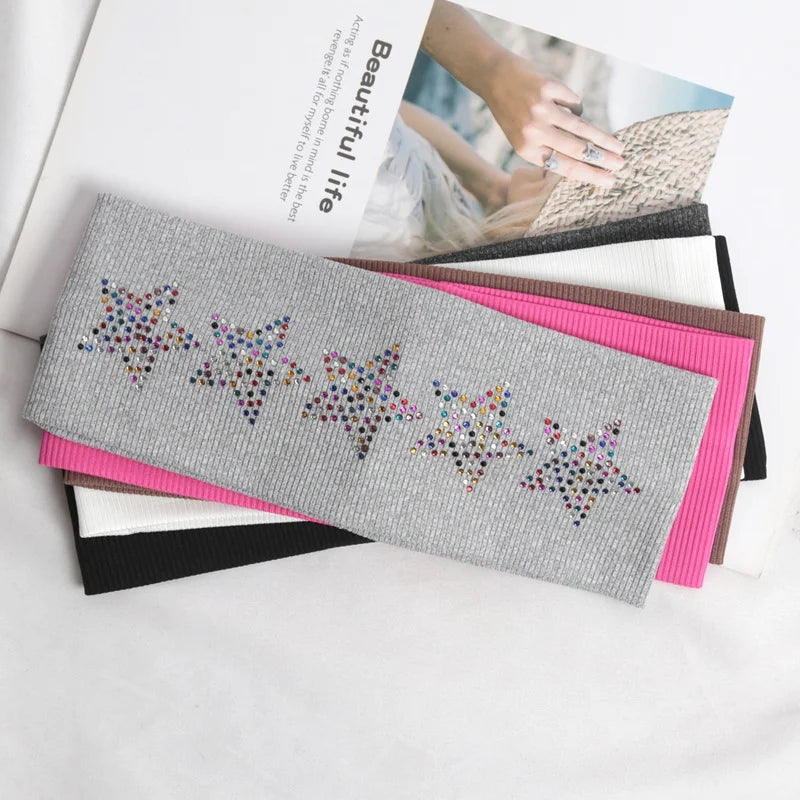 Bandeaux élastiques noirs simples pour filles, accessoires de cheveux doux et antidérapants, enveloppes de tête étoiles pour femmes, bandeau d'entraînement de Yoga