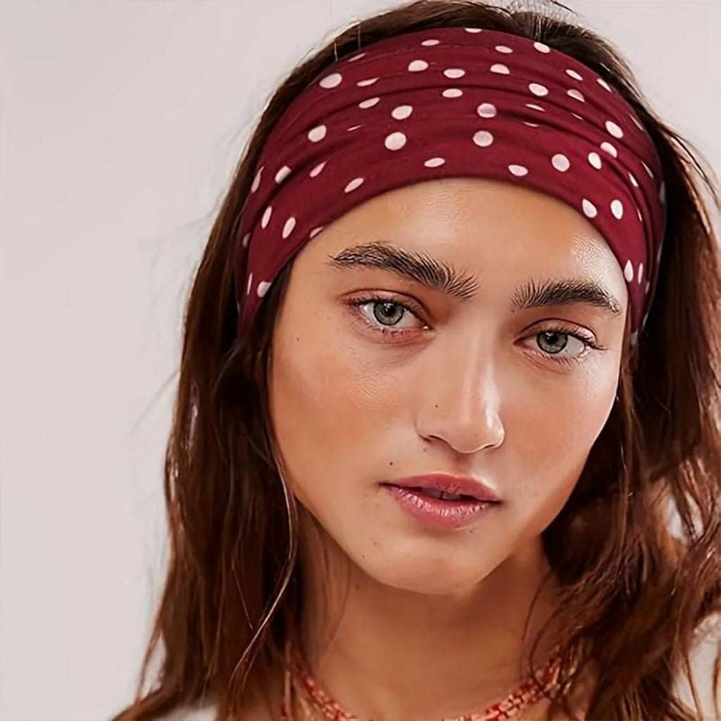 Bandeaux larges pour femmes, style Y2K Rétro Bohème, extensibles à pois, mode coréenne Ins, pour le yoga, le sport et les sorties, accessoires capillaires