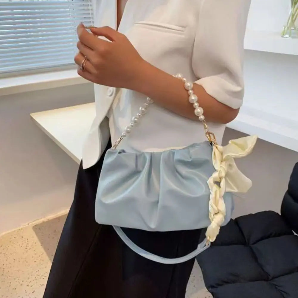 Sac à bandoulière nuage coréen Portable, petit sac à bandoulière de luxe en cuir PU, sac à bandoulière de luxe en perles douces