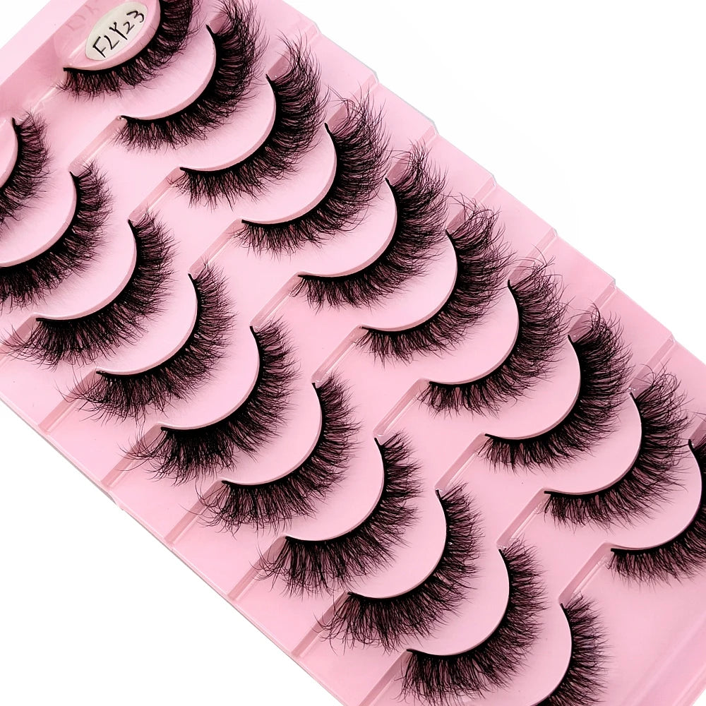 10 paires de vison croisée simulation handmade false cils cils maquillage nude naturel 3D yeux bouclés en désordre