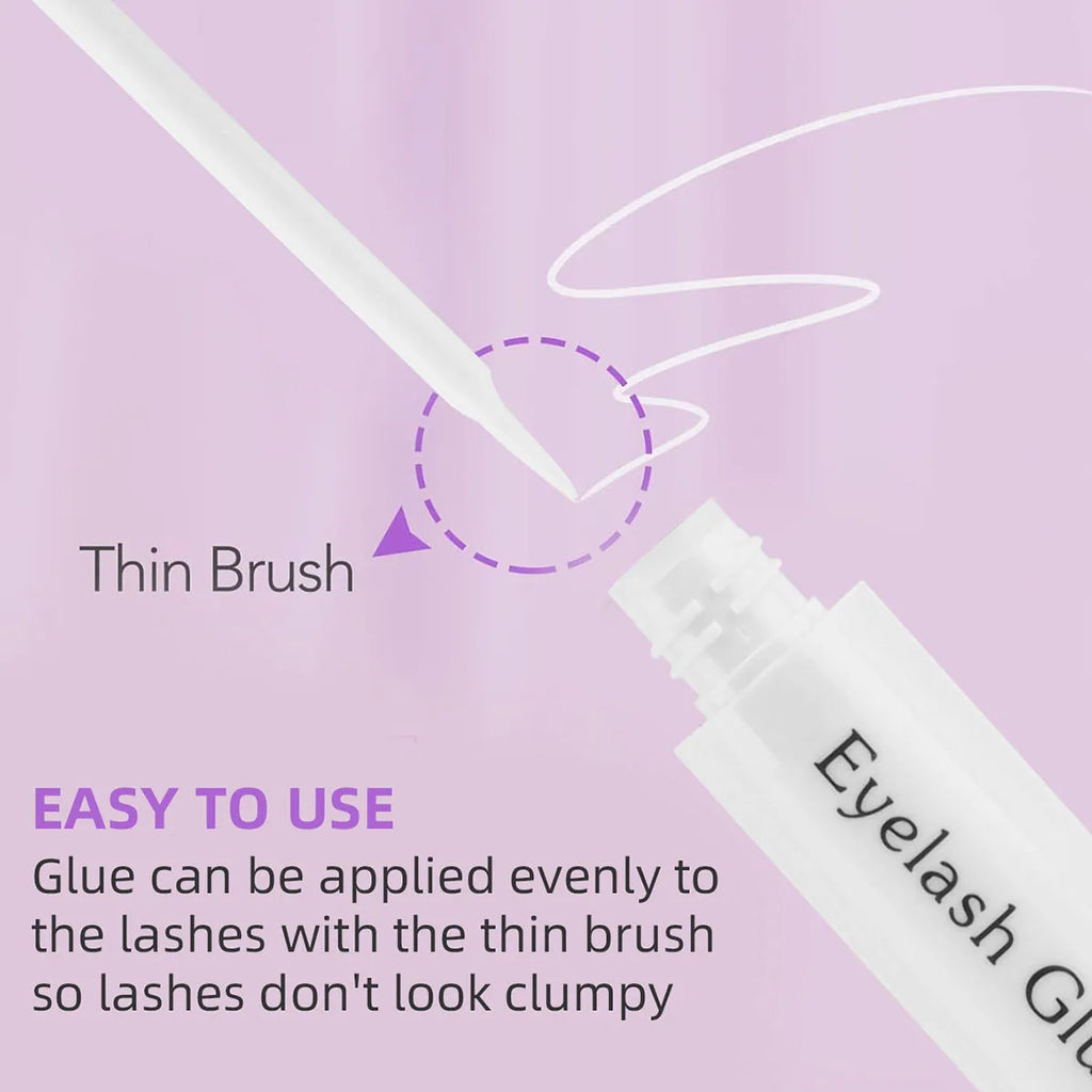 olle pour faux cils auto-application – Colle pour cils à forte adhérence, longue tenue, séchage rapide et résistante à l’eau. Formule conçue pour faciliter la pose des faux cils, avec une bonne fixation durable.