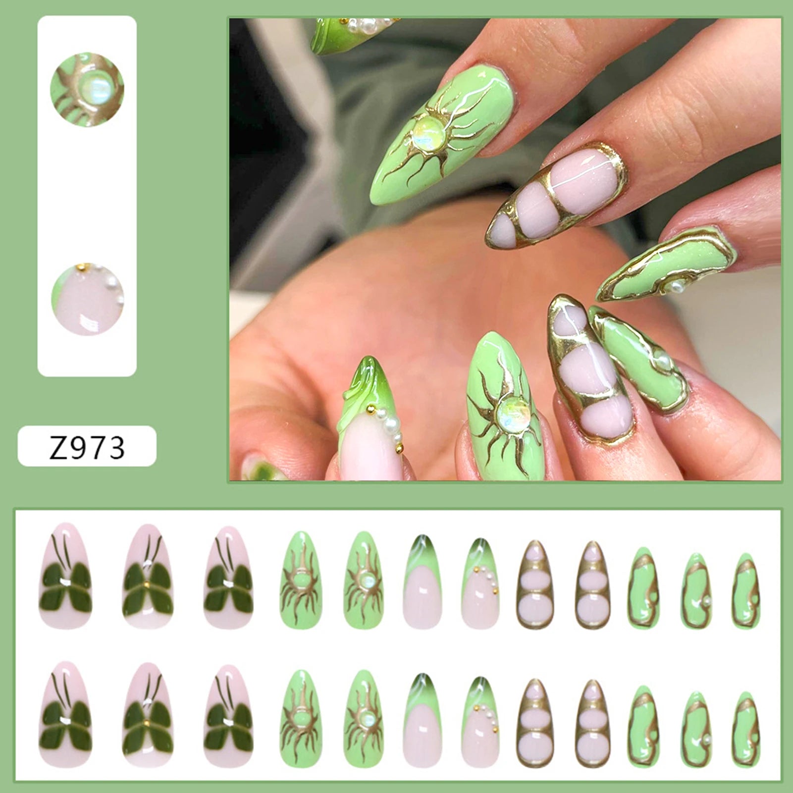 24 pièces de faux ongles à fleurs, style tendance, avec effet dégradé jaune et rose. Ongles portables à couverture complète, forme amande , à poser directement (Press-On Nails).