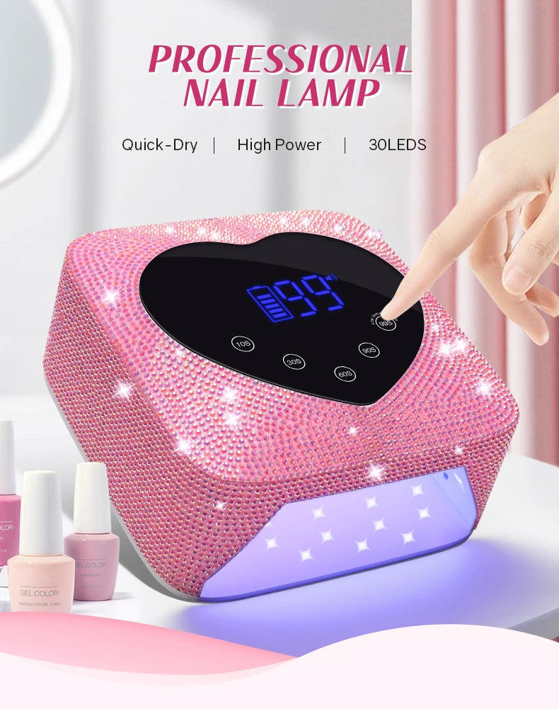 Lampe UV à ongles sans fil rechargeable, 30 LED, sèche-ongles avec 5 réglages de minuterie, cabine UV pour manucure, lumière de salon pour ongles, outils de salon de manucure.