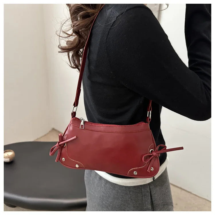 Nouveau sac sous le bras tendance, sac à bandoulière pour femmes, sac à main avec double nœud doux, sac pour dames, style rétro, sac à épaule féminin à motif léopard.