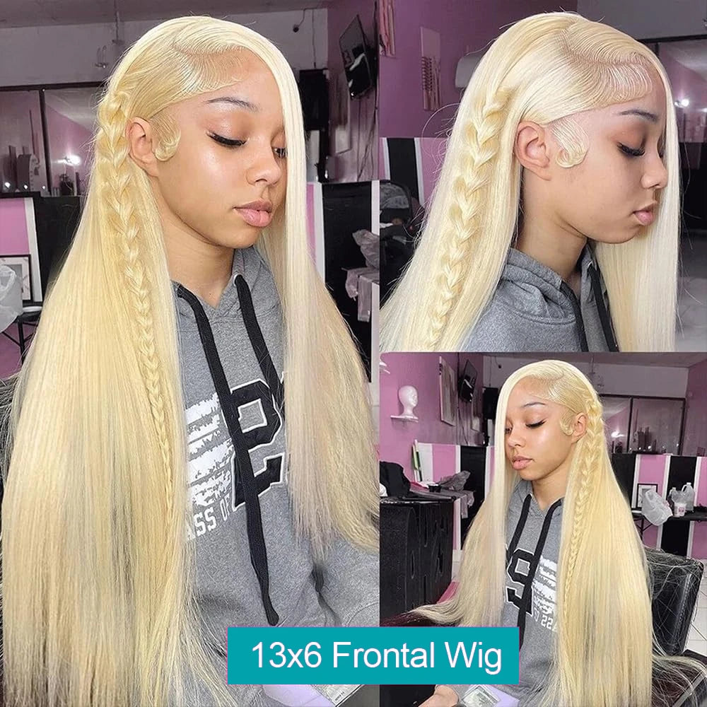 13x4 13x6 HD Transparent pleine dentelle frontale perruques 613 Blonde couleur droite perruque de cheveux humains avant de lacet perruques pour les femmes 46 pouces