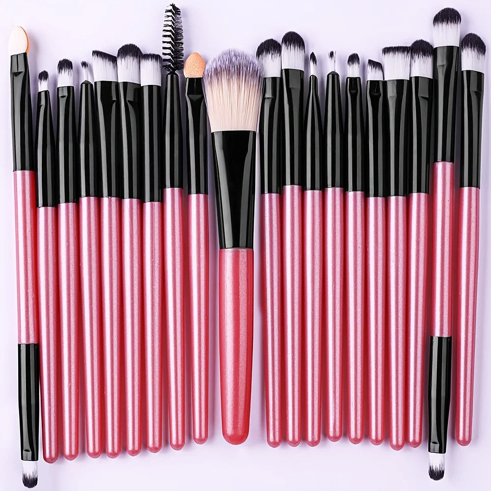 Ensemble de pinceaux de maquillage 20 pièces Kit de pinceaux doux et moelleux pour les yeux Ombre à paupières Fond de teint Poudre Enlumineur Mélange Outil de beauté Débutants