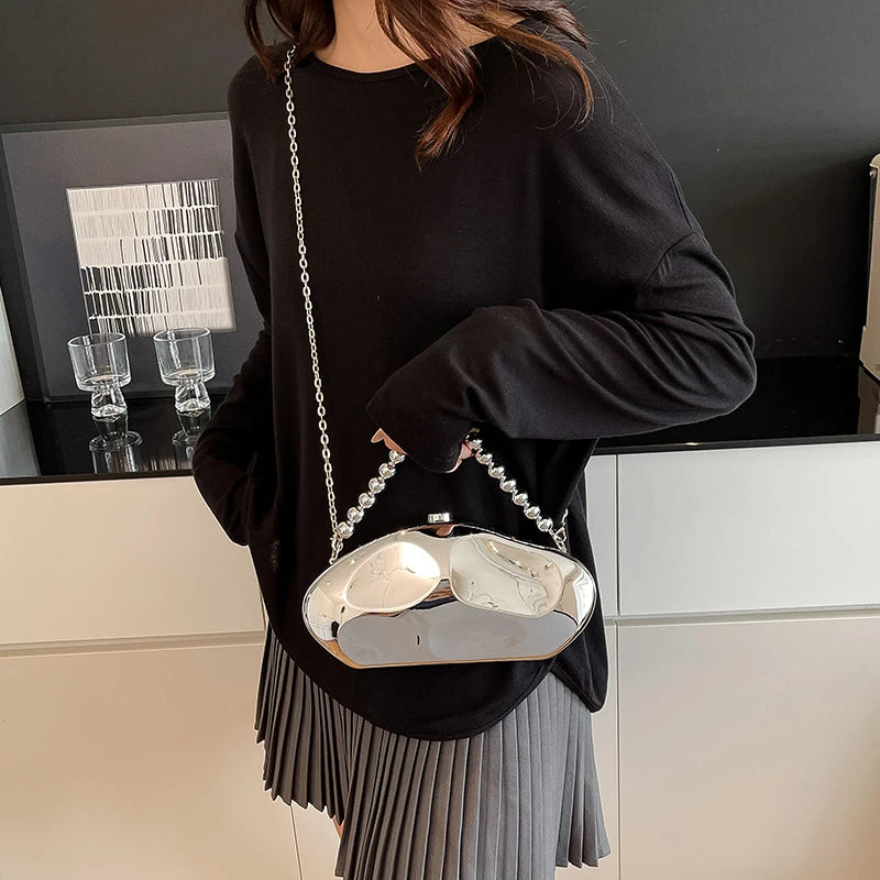 Sac à main en or pour femmes, pochettes à chaîne, mode géométrique, Mini bourse de soirée, boîte à bandoulière en acrylique de qualité, sacs à rouge à lèvres, 2025