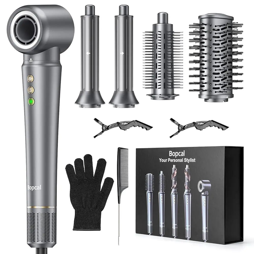Styler de cheveux 5 en 1 avec sac de voyage, enveloppe d'air 1200W, sèche-cheveux, brosse à lisser et sèche-cheveux pour plusieurs coiffures, maison, hôtel