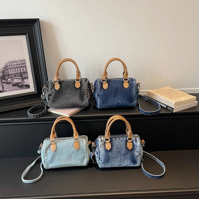 Sac bandoulière classique en jean délavé de haute qualité, sac à main décontracté à porter sous le bras, style coréen, sac de transport pour le quotidien