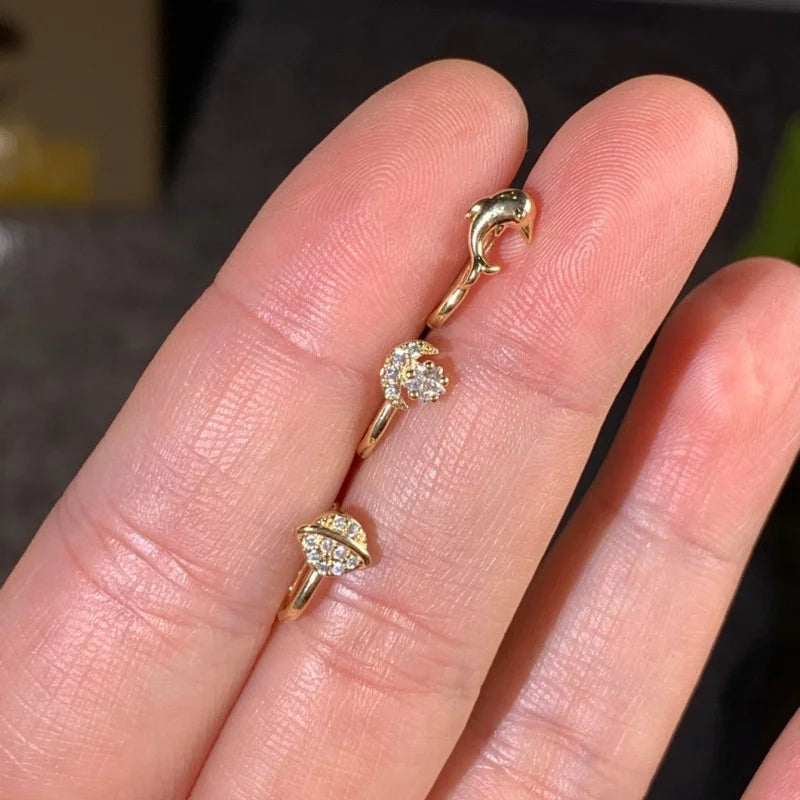 Set de 3 clips de nez mignons et raffinés, en cuivre incrusté de zirconium artificiel, pour la Saint-Valentin et la saison des mariages