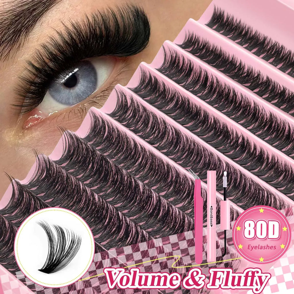 Kit d’extensions de cils DIY 700 pièces – Bouquets de cils 30D, 40D, 50D et 80D avec longueurs mixtes de 9 à 16 mm. Courbure D pour un regard plus ouvert et élégant.