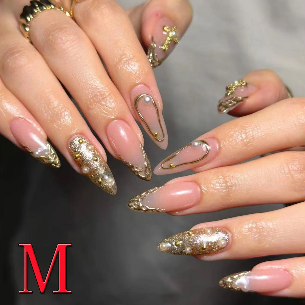 10 pièces diamant français pointu ongles courts carrés ongles nus faux ongles avec paillettes dorées diamant ongles imprimé léopard faux ongles