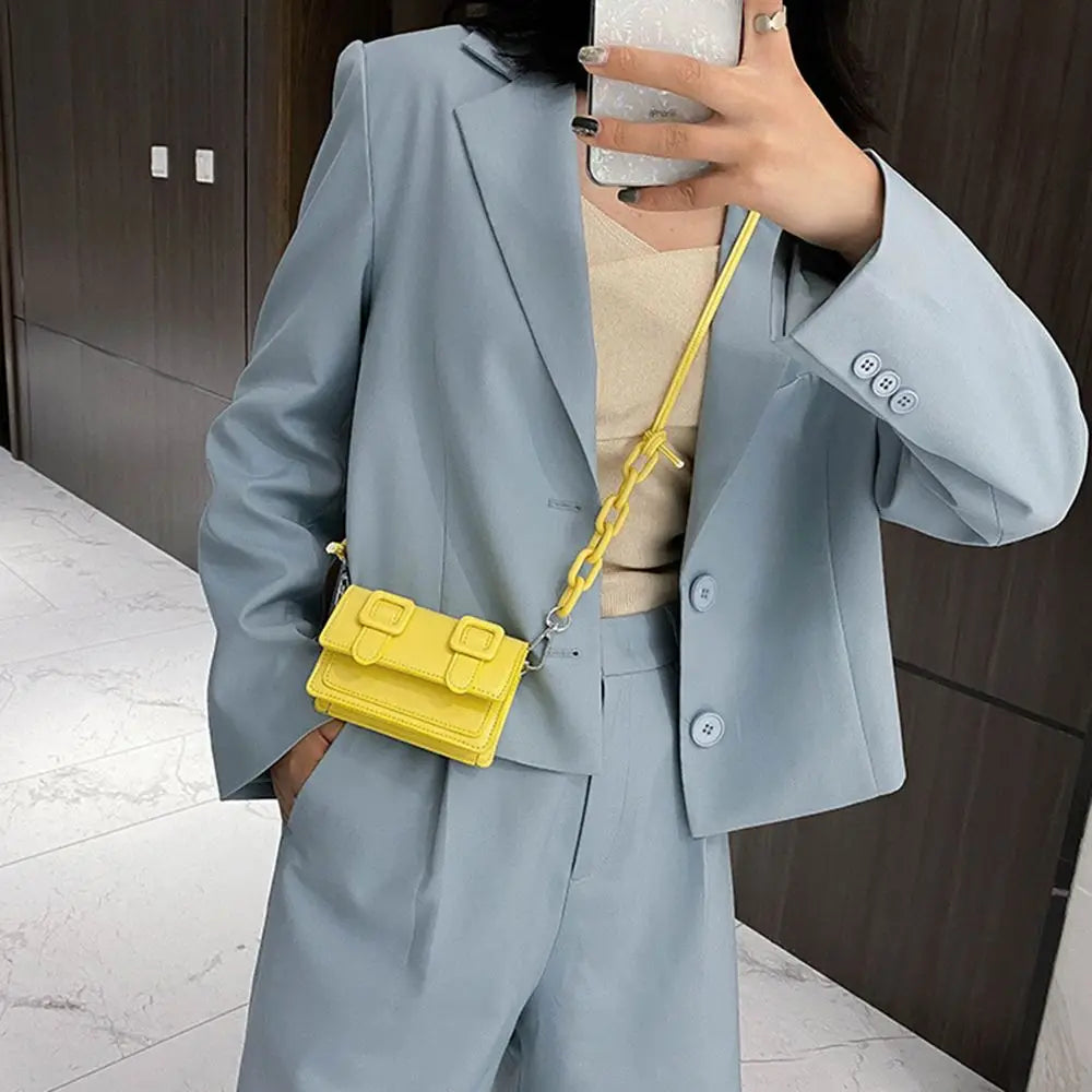 Mini petits sacs messager pour femmes fille chaîne sac à main en cuir PU sac à main dames fille sacs à bandoulière concepteur 2022 été jaune
