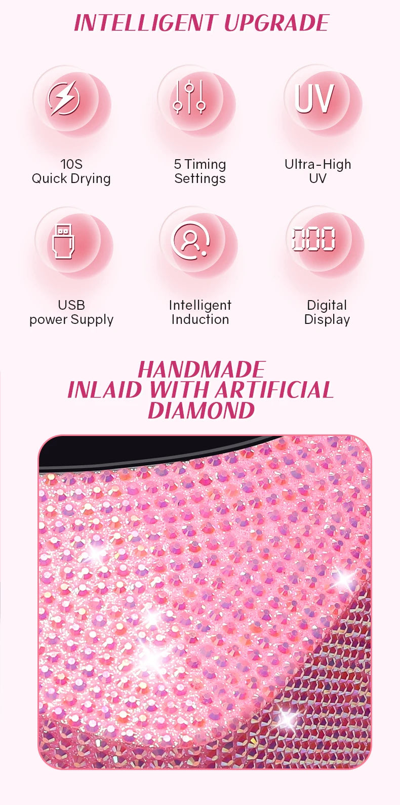 Lampe UV à ongles sans fil rechargeable, 30 LED, sèche-ongles avec 5 réglages de minuterie, cabine UV pour manucure, lumière de salon pour ongles, outils de salon de manucure.