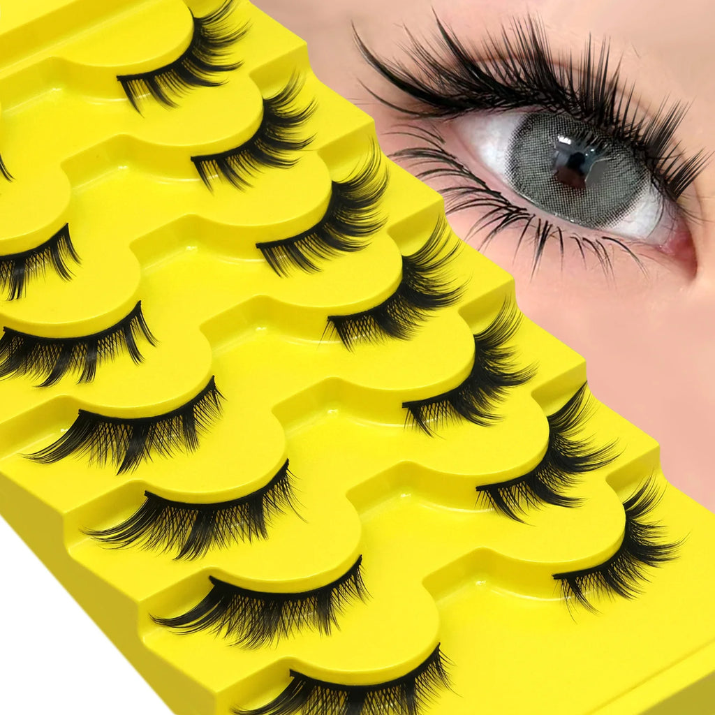 GROINNEYA cils oeil de chat naturel 3D Faux vison doux Anime cils Cosplay volumé Extension de cils Faux cils maquillage