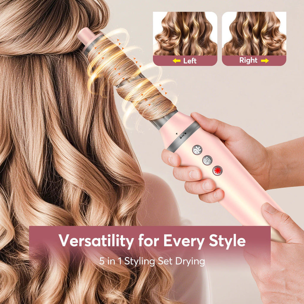 Styler de cheveux 5 en 1 avec sac de voyage, enveloppe d'air 1200W, sèche-cheveux, brosse à lisser et sèche-cheveux pour plusieurs coiffures, maison, hôtel