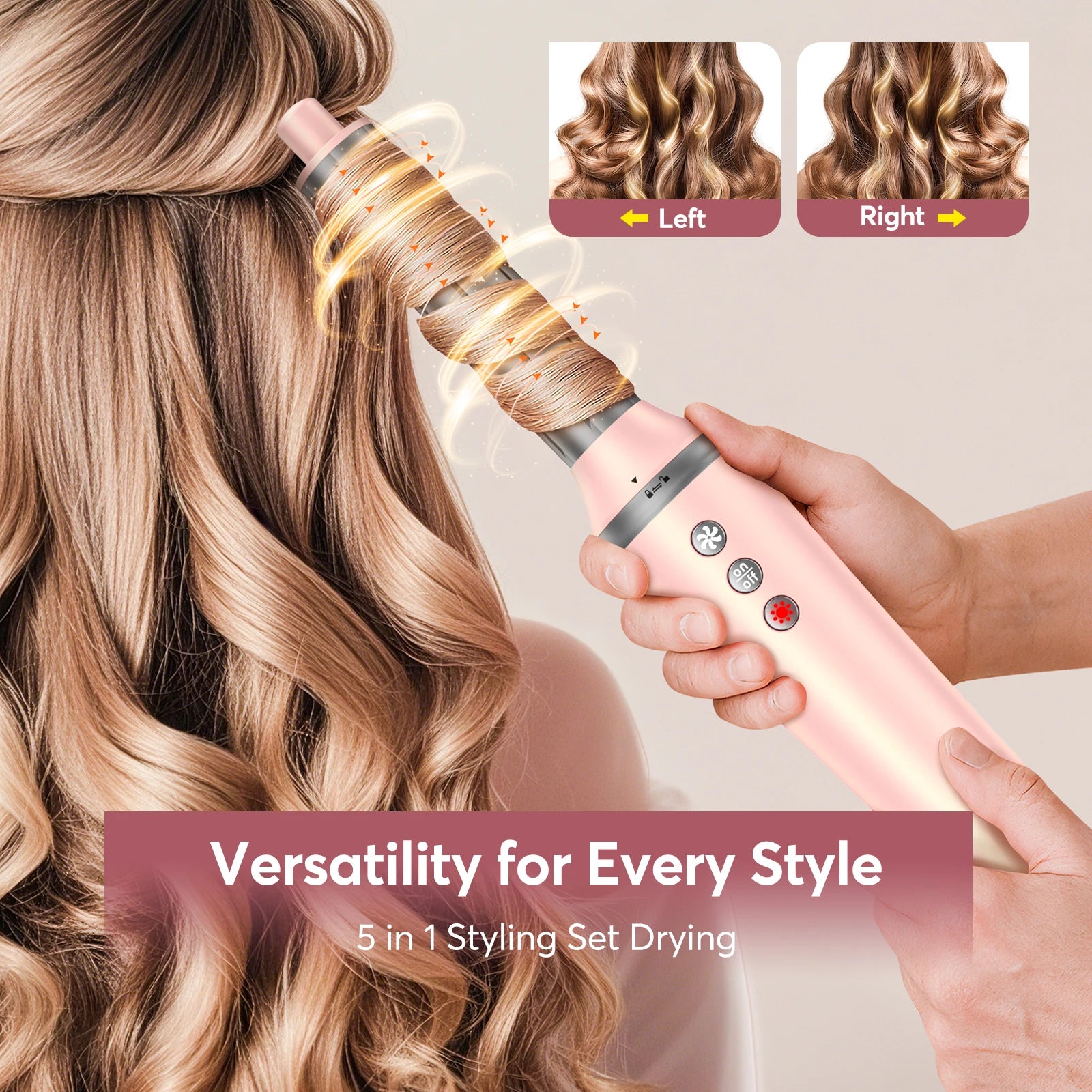Styler de cheveux 5 en 1 avec sac de voyage, enveloppe d'air 1200W, sèche-cheveux, brosse à lisser et sèche-cheveux pour plusieurs coiffures, maison, hôtel