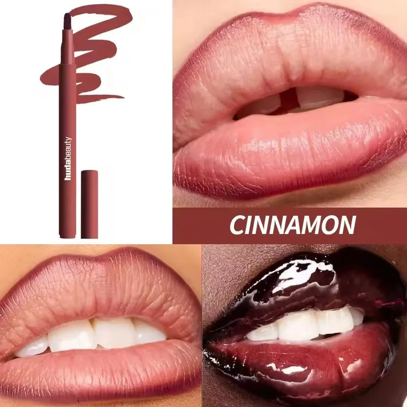 Crayon à lèvres HudaBeauty velours marron, couleur chair, mat, imperméable, tasse antiadhésive, rouge cerise, stylo de Contour des lèvres, maquillage pour femmes