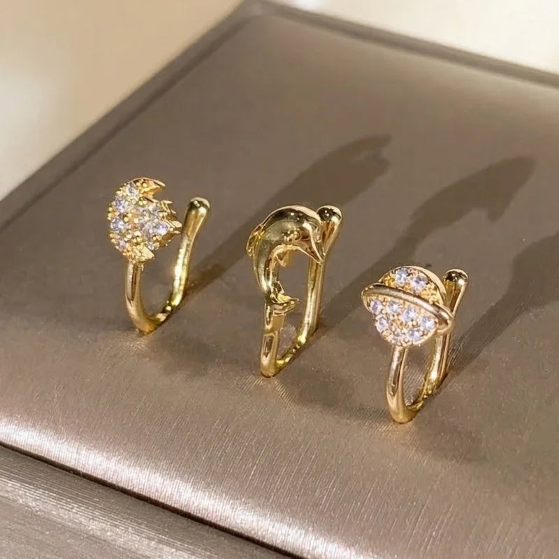 Set de 3 clips de nez mignons et raffinés, en cuivre incrusté de zirconium artificiel, pour la Saint-Valentin et la saison des mariages