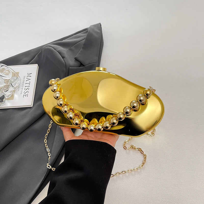 Sac à main en or pour femmes, pochettes à chaîne, mode géométrique, Mini bourse de soirée, boîte à bandoulière en acrylique de qualité, sacs à rouge à lèvres, 2025