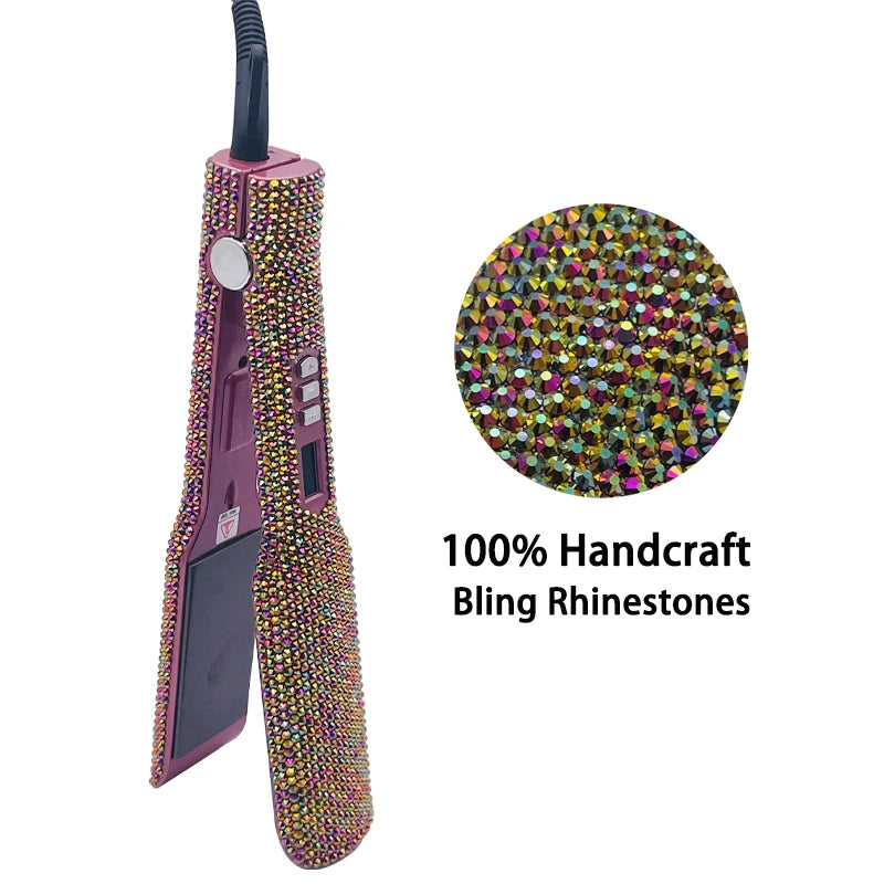 Fer à lisser Plancha Para Cabello 2 pouces fer plat avec strass professionnel titane fer à lisser chauffage 480 ℉