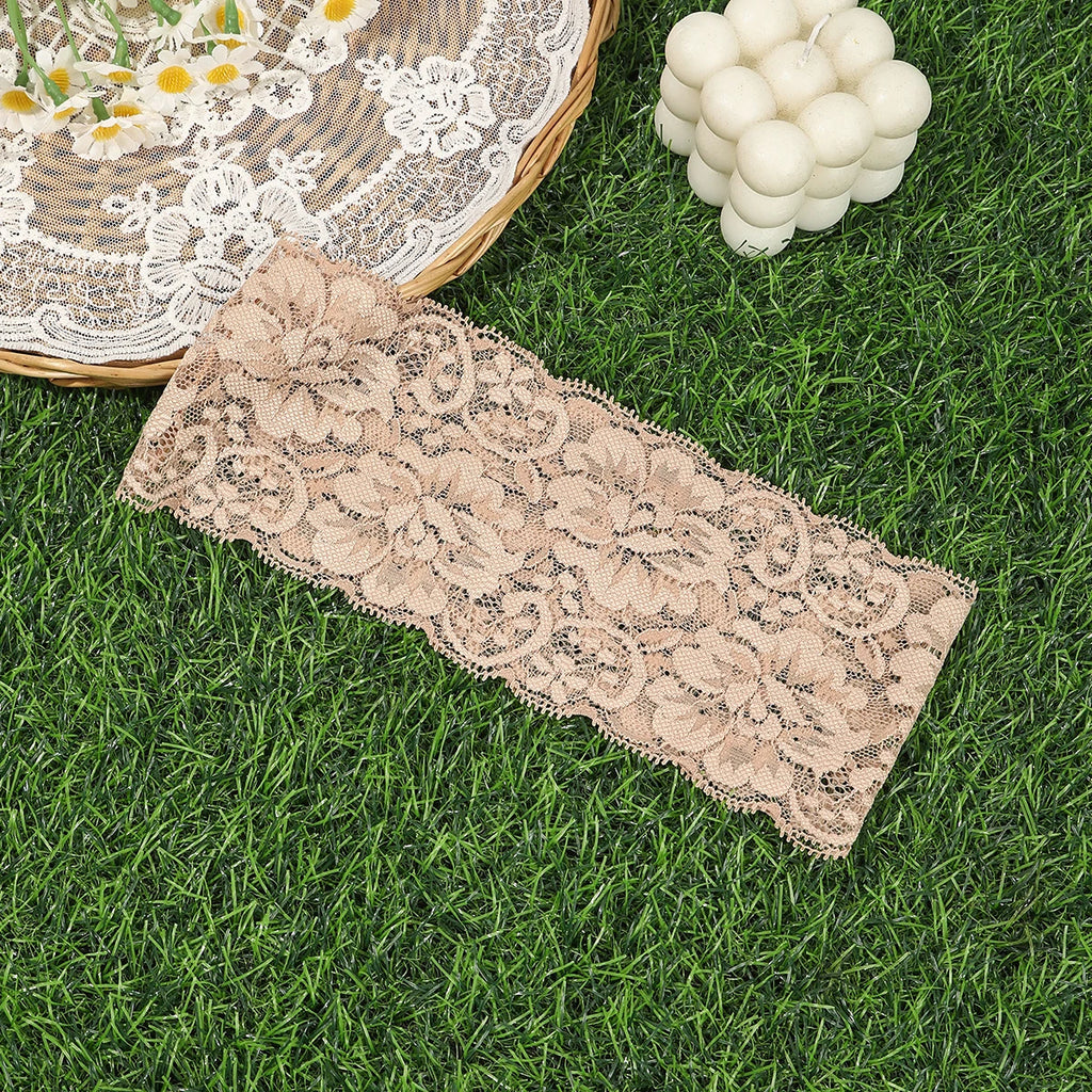 AWAYTR – bandeaux élastiques en dentelle de couleur unie, large nœud en tissu, accessoires pour cheveux pour femmes, couvre-chef de fête
