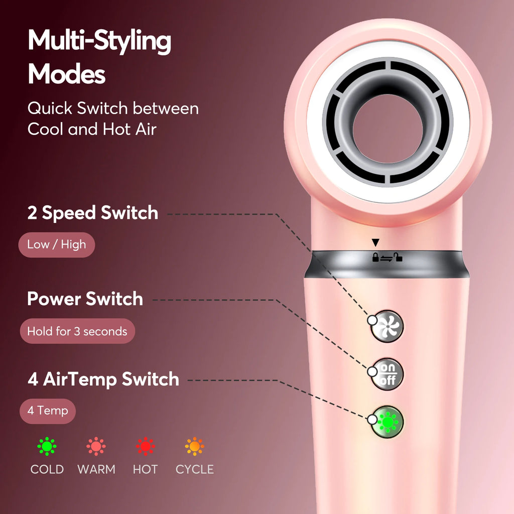 Styler de cheveux 5 en 1 avec sac de voyage, enveloppe d'air 1200W, sèche-cheveux, brosse à lisser et sèche-cheveux pour plusieurs coiffures, maison, hôtel
