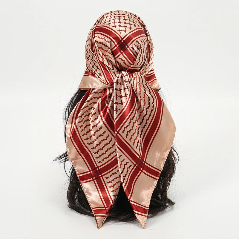 Foulard carré en soie pour femmes, nouveau Design de luxe, Style populaire, quatre saisons, protection solaire, foulard de plage, Hijab, 90x90CM