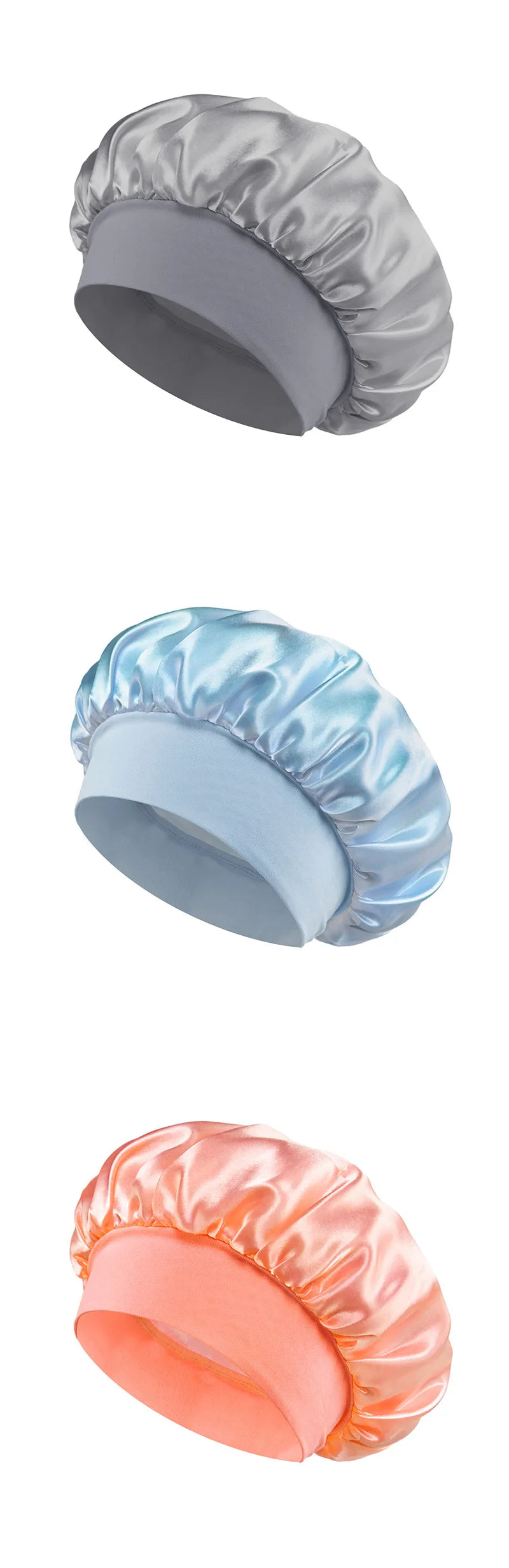 Bonnet en Satin pour femmes, pour dormir, soins capillaires, Bonnets en soie, solide, à larges bords, avec bande élastique souple