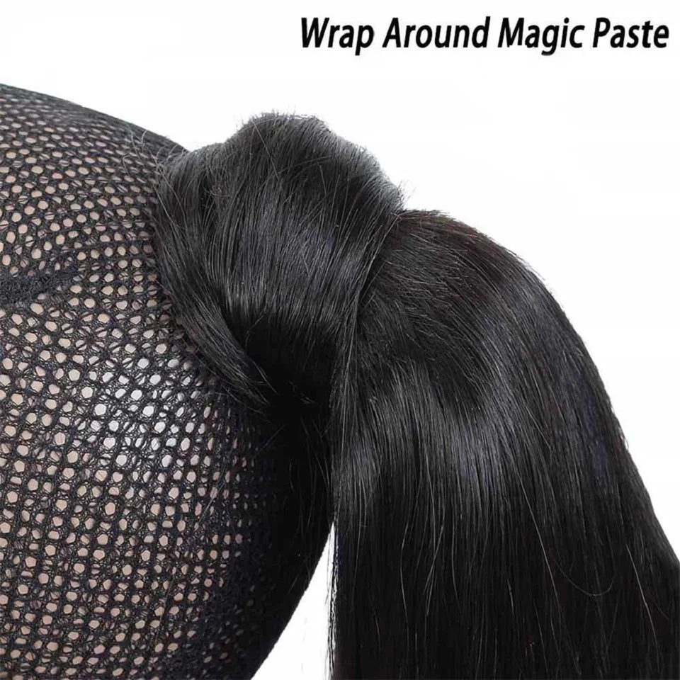 Extension de queue de cheval lisse à clip – cheveux humains 100 % Remy, couleur noir naturel, postiche queue de cheval pour femme