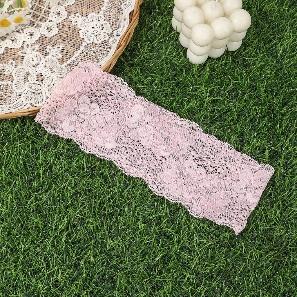 AWAYTR – bandeaux élastiques en dentelle de couleur unie, large nœud en tissu, accessoires pour cheveux pour femmes, couvre-chef de fête