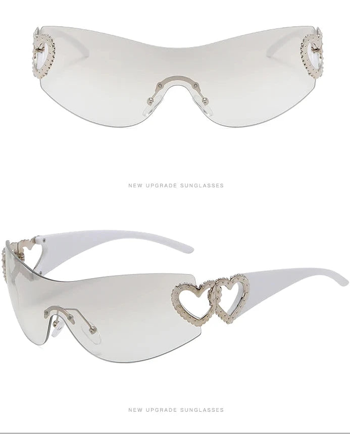 Lunettes de soleil de cyclisme sans monture pour hommes et femmes, lunettes de soleil rondes des années 2000, lunettes punk une pièce, nuances de mode, Y2K, ChimGradient