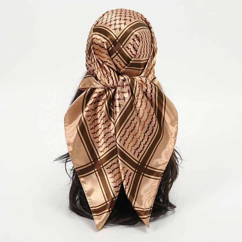Foulard carré en soie pour femmes, nouveau Design de luxe, Style populaire, quatre saisons, protection solaire, foulard de plage, Hijab, 90x90CM