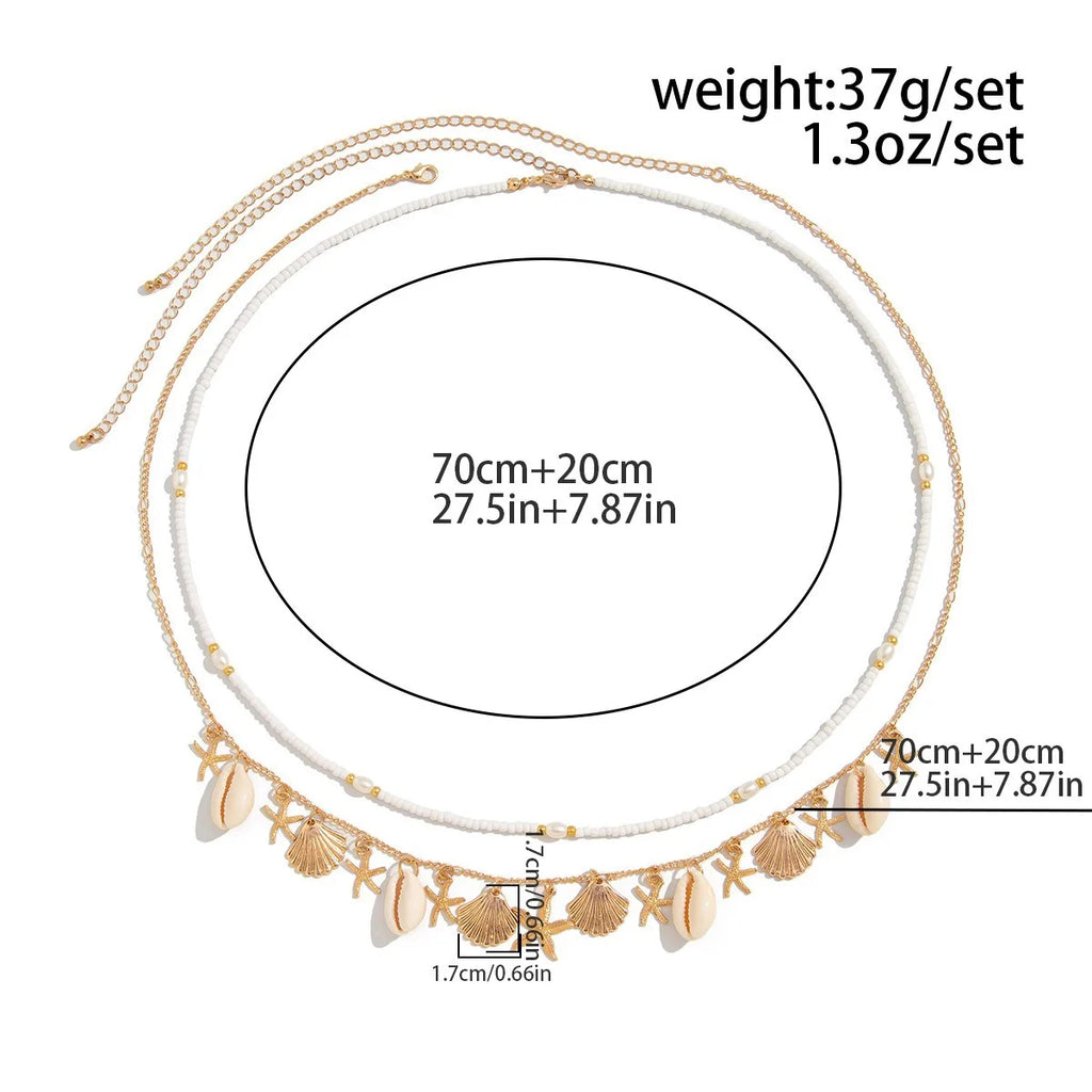 Nouvelle chaîne de taille en coquillage d'étoile de mer de plage bohème européenne et américaine, chaîne de corps en forme de conque de perle d'imitation de mode