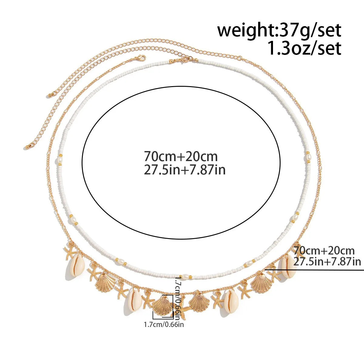 Nouvelle chaîne de taille en coquillage d'étoile de mer de plage bohème européenne et américaine, chaîne de corps en forme de conque de perle d'imitation de mode