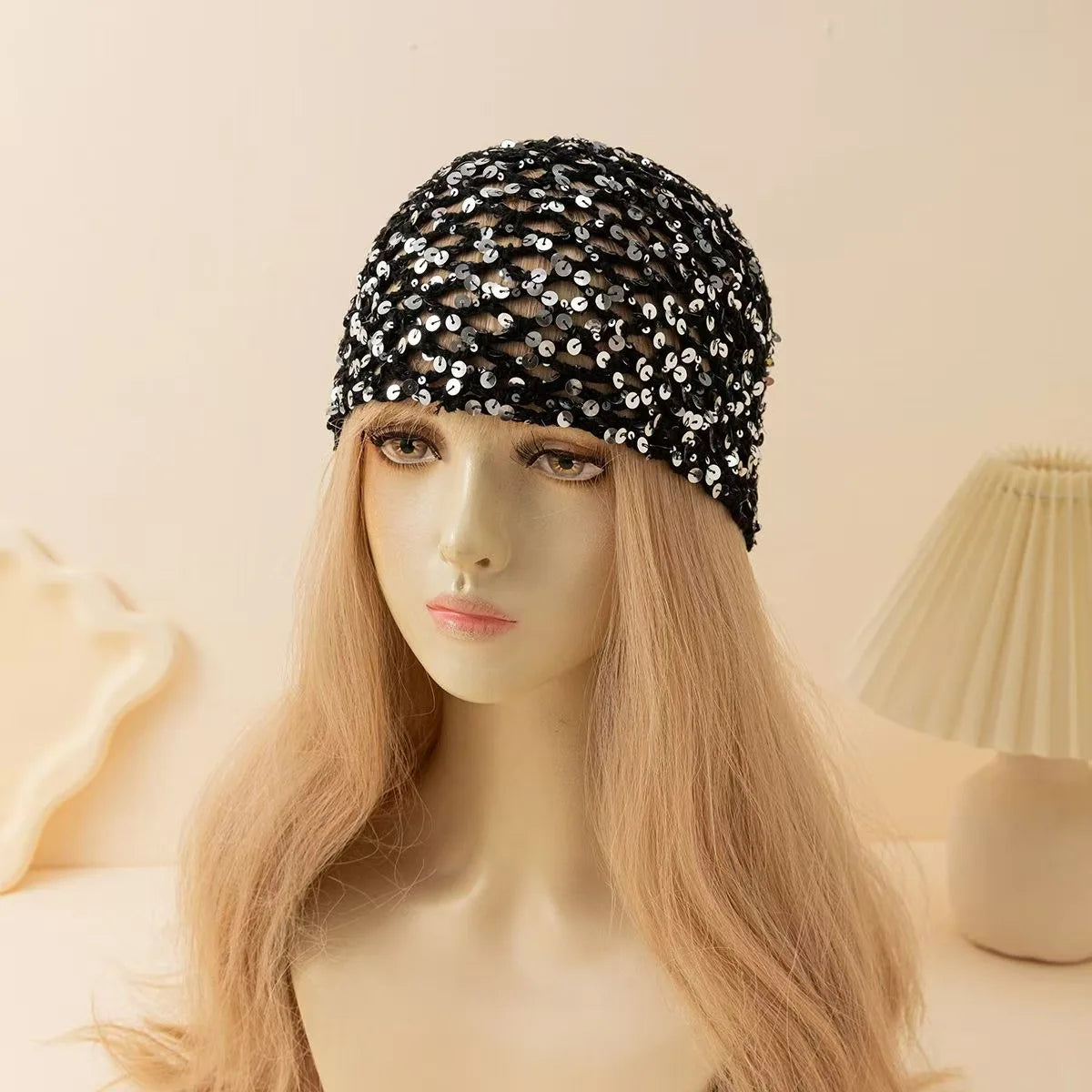 Nouveau Chapeau en Laine Tricoté Sans Bordure Style Coréen 2026, à Paillettes et Creux, Respirant, Tendance Y2K pour Femme