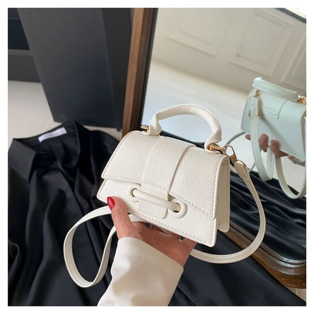 Sac en cuir PU de haute qualité, couleur unie, avec boucle, sac carré, sac bandoulière