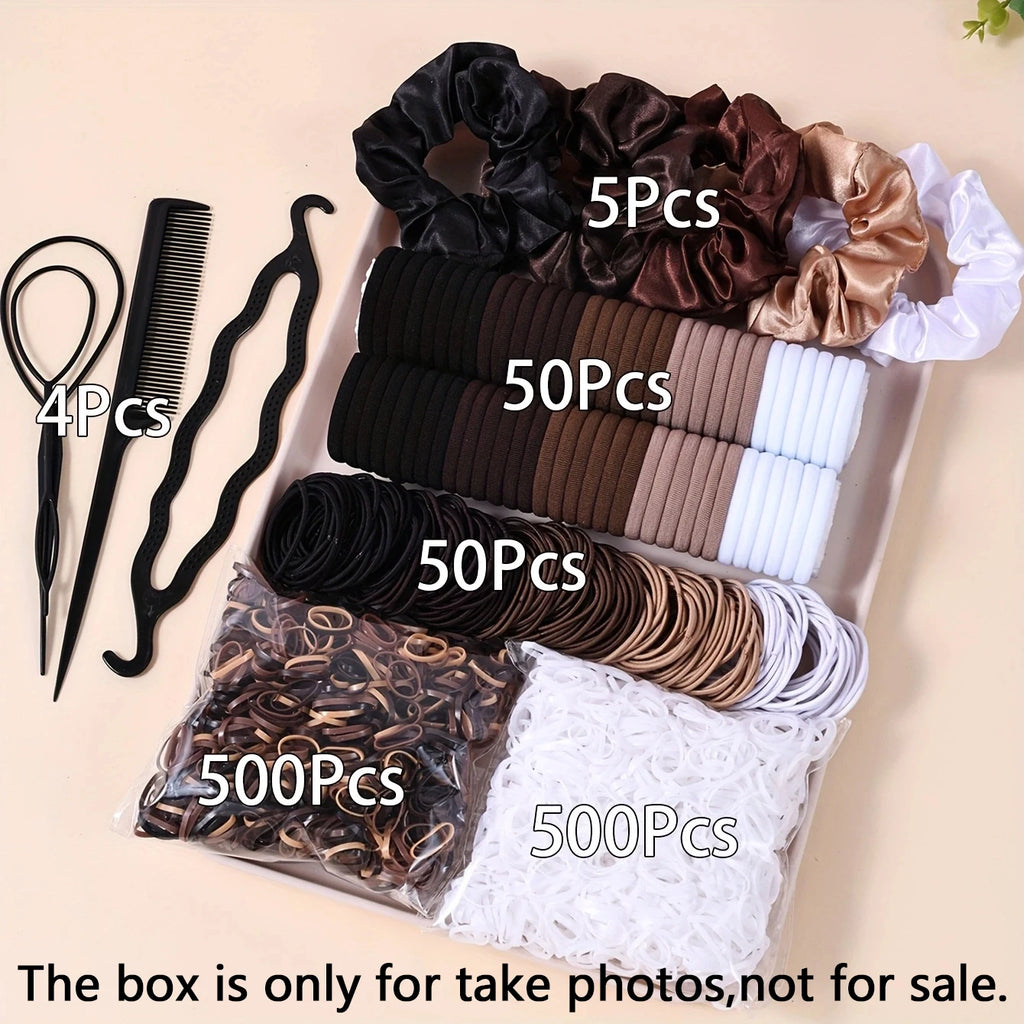 1109 pièces femmes cheveux foncés accessoires ensemble élastique sans couture queue de cheval chouchous petites bandes de caoutchouc mode cheveux cravates bandeaux