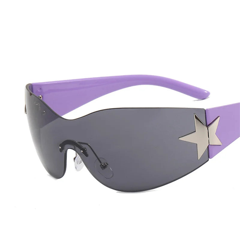 Lunettes de soleil sport punk Y2K de luxe, de marque, de créateur, style masque, monobloc, pour femme, cinq étoiles