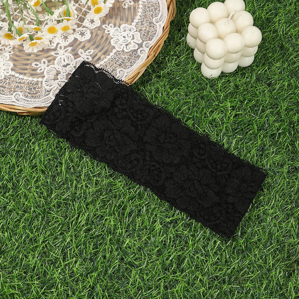 AWAYTR – bandeaux élastiques en dentelle de couleur unie, large nœud en tissu, accessoires pour cheveux pour femmes, couvre-chef de fête