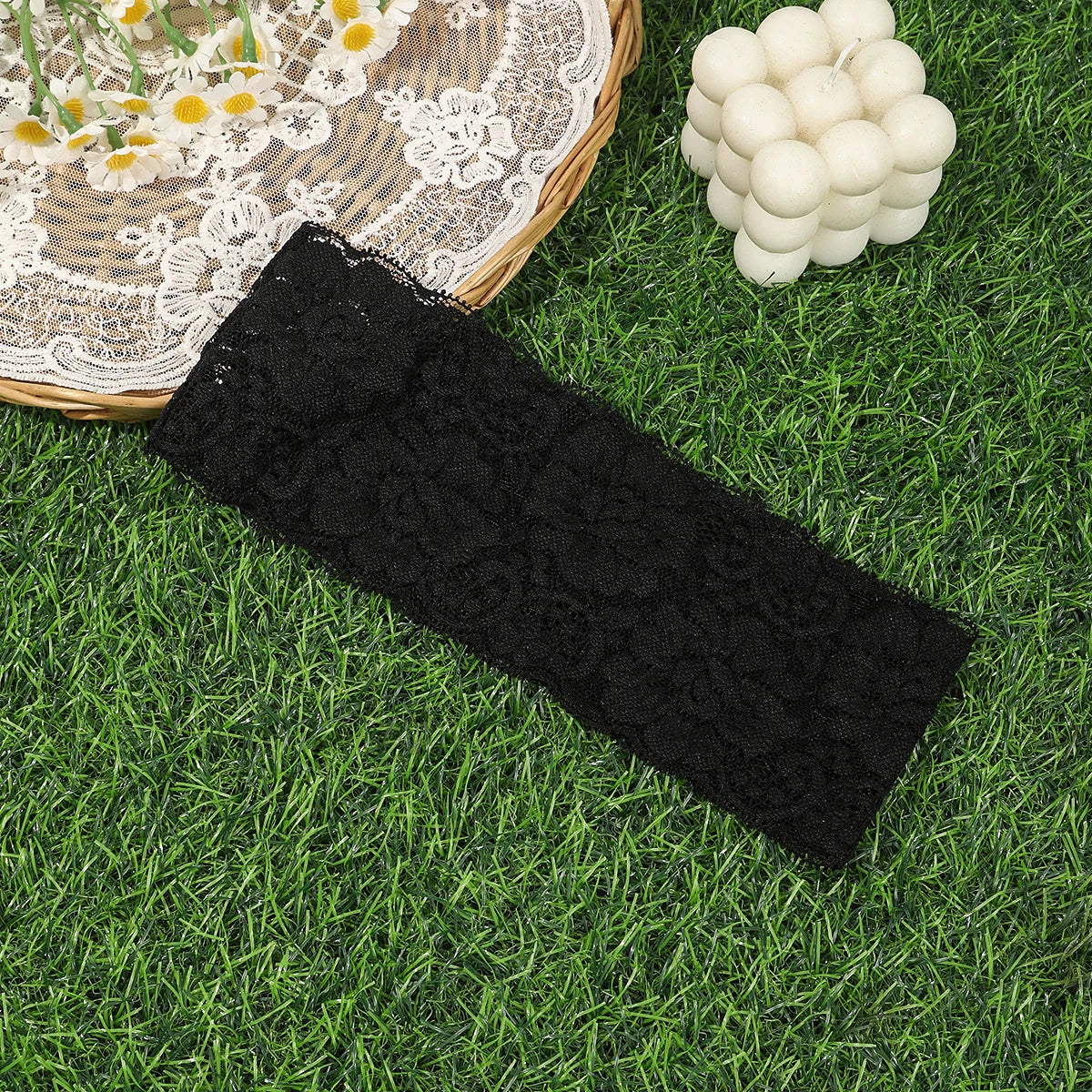 AWAYTR – bandeaux élastiques en dentelle de couleur unie, large nœud en tissu, accessoires pour cheveux pour femmes, couvre-chef de fête
