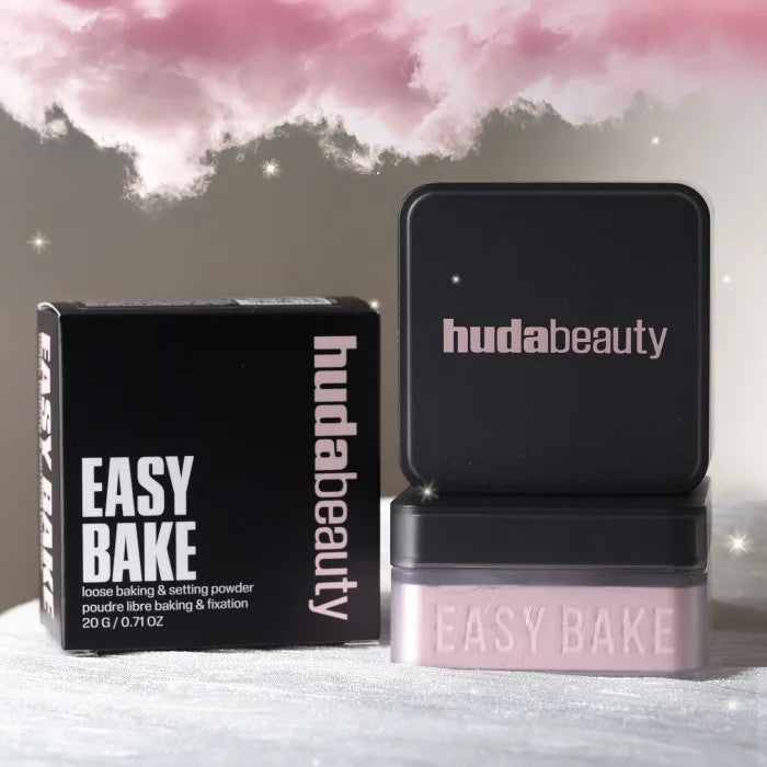 Poudre Libre Éclaircissante HudaBeauty et Correctrice 2 Couleurs Easy Bake – Duo Longue Tenue, Contrôle du Sébum, Maquillage Naturel et Imperméable pour le Visage