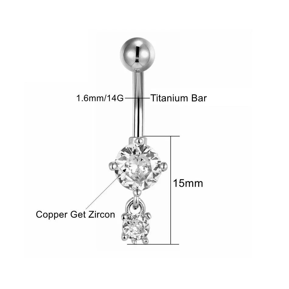 Bijou de nombril pour femme – piercing de ventre en acier inoxydable avec chaîne longue, pampilles et fleur pendante, accessoires de corps pour soirée et plage