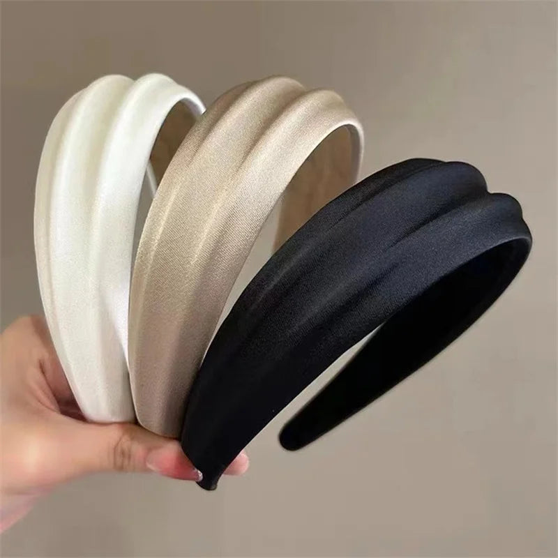 Serre-têtes élégants pour femmes à crête haute, larges, en tissu satiné, accessoires de mode pour cheveux, pour le quotidien et les fêtes