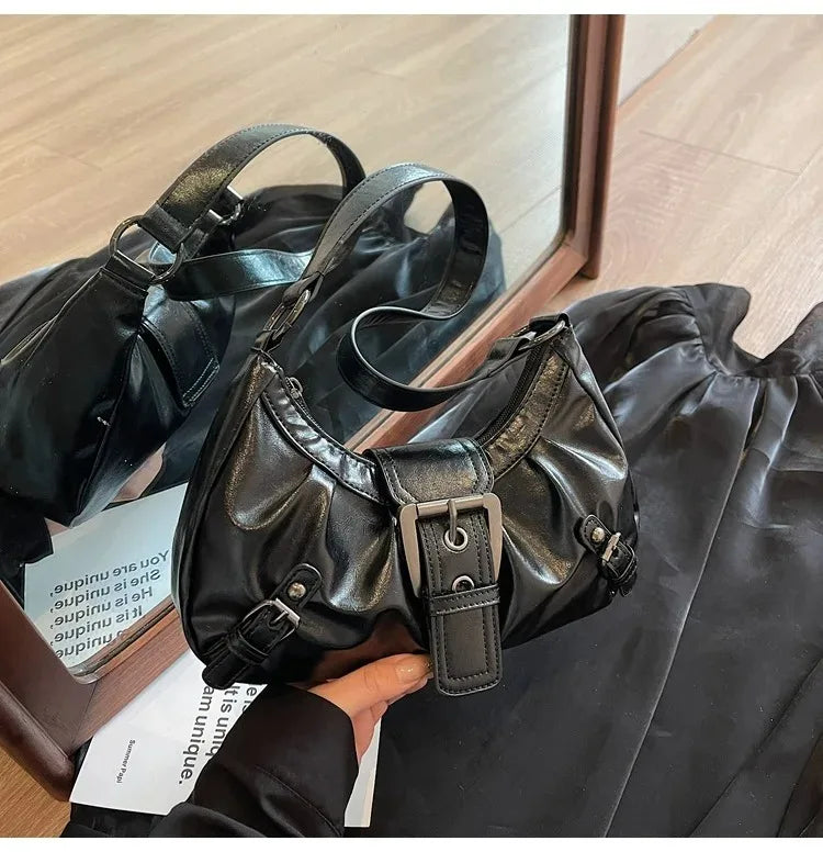 Y2K – sac à bandoulière Hobo plissé rétro pour femmes, pochette sous les bras de Style Maillard, pour voyage, travail, Shopping, offre spéciale