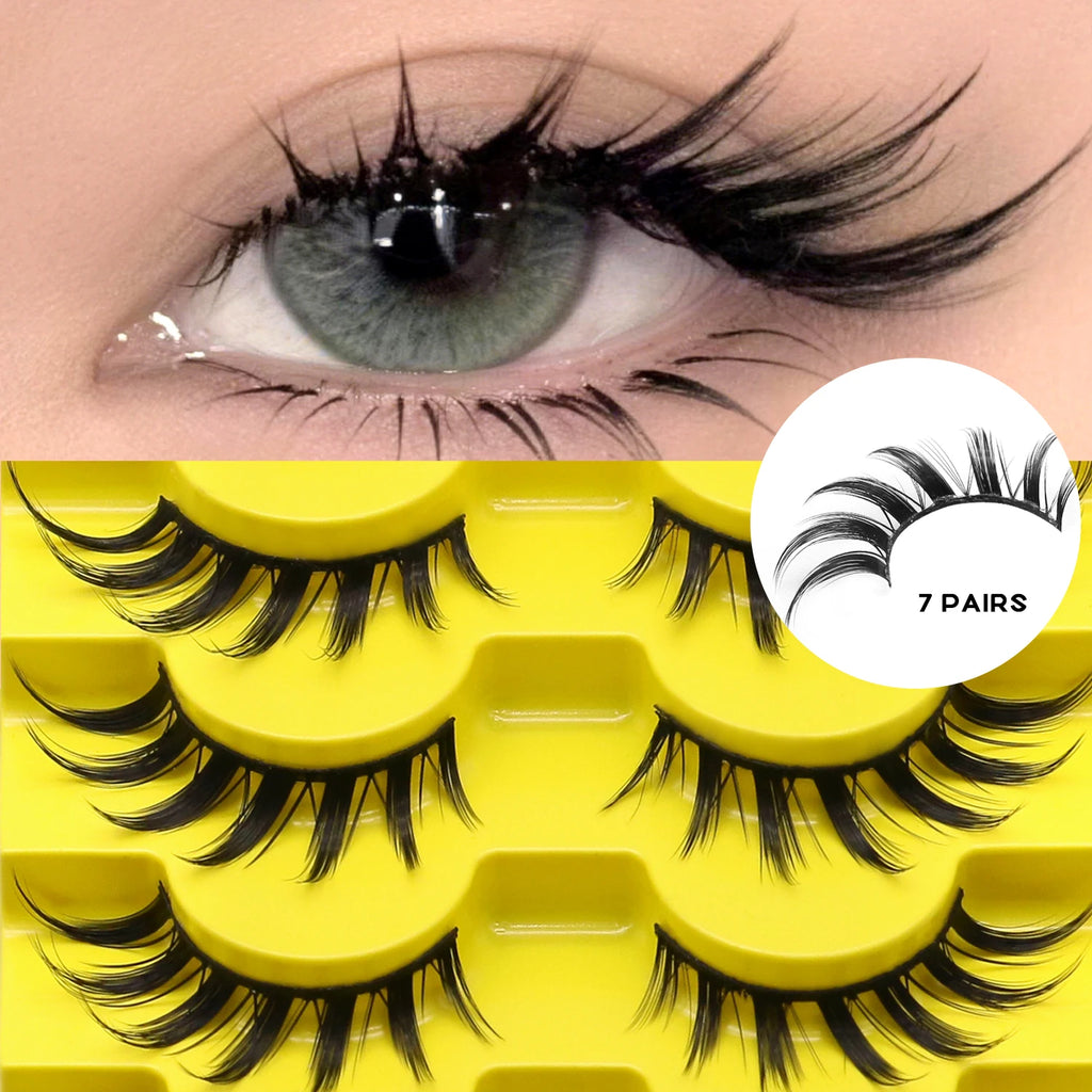 GROINNEYA cils oeil de chat naturel 3D Faux vison doux Anime cils Cosplay volumé Extension de cils Faux cils maquillage