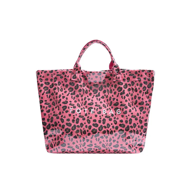 Sac fourre-tout imprimé léopard pour femmes, sacs à main américains de grande capacité en PVC, pochette de transport tendance, sacs à bandoulière décontractés pour dames, nouvelle collection 2025